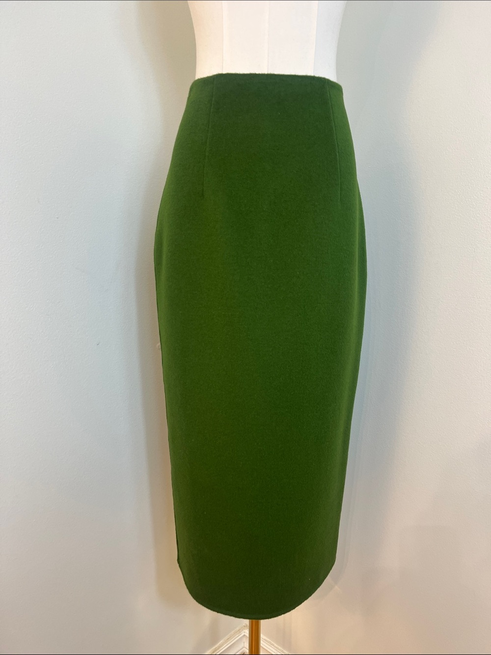 Tailored Forest Green High-Waist Pencil Skirt